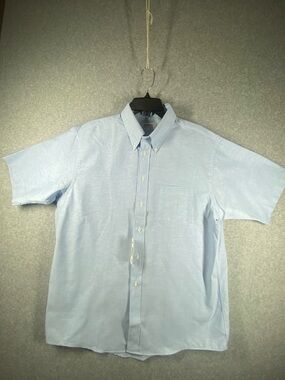 Arrow Dover men’s shirt 17 1/2  Light Blue Short-Sleeve Button-Down casual NWT